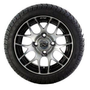 Golf Cart 12" Chrome And Black Pursuit Tyre and Rim Package (set 4)